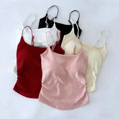 Plain Ruched Padded Cami Top