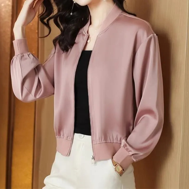 Plain Zip Bomber Jacket