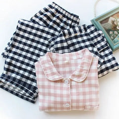 Couple Matching Pajama Set: Gingham Shirt + Pants