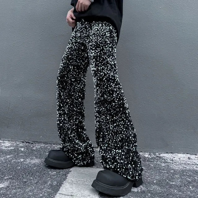 High Waist Sequined Wide Leg Pants