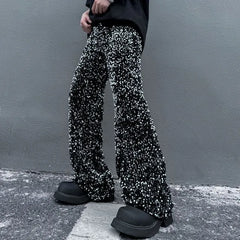 High Waist Sequined Wide Leg Pants