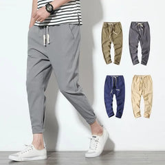 Drawstring Waist Plain Cropped Harem Pants