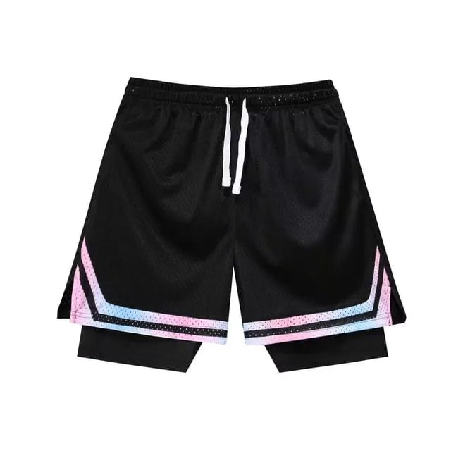 Mock Two-Piece Drawstring Waist Sweatshorts