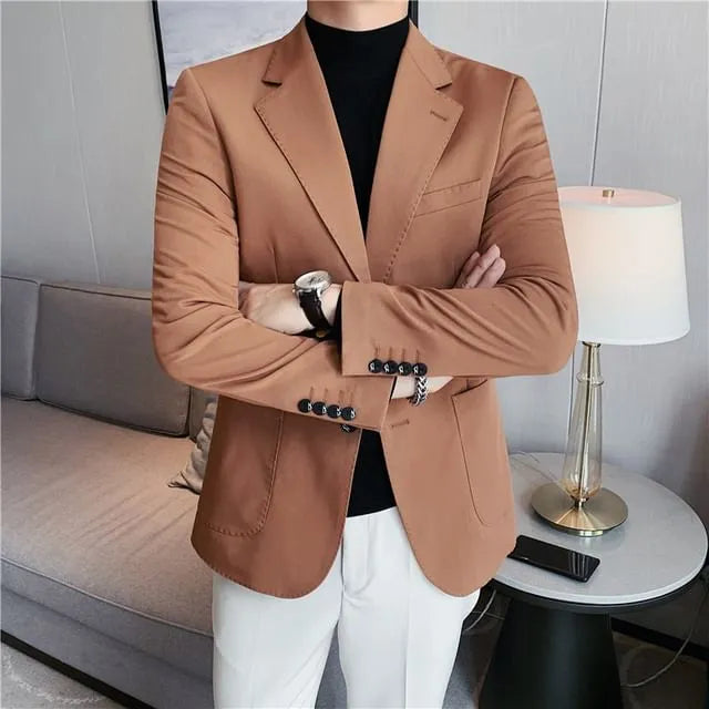 Plain One-Buttoned Blazer / High Waist Straight Leg Dress Pants / Set