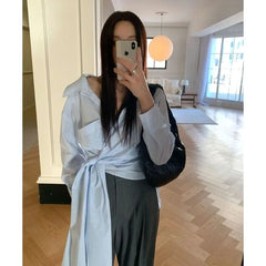 Long-Sleeve Tie-Front Shirt