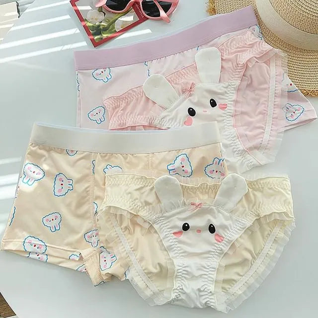 Couple Matching Set: Rabbit Print Boxer Brief + Panty