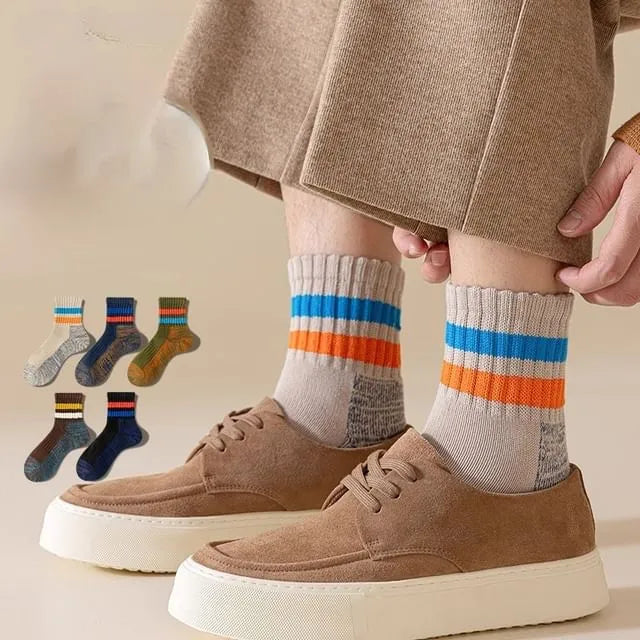 Striped Ribbed Crew Socks