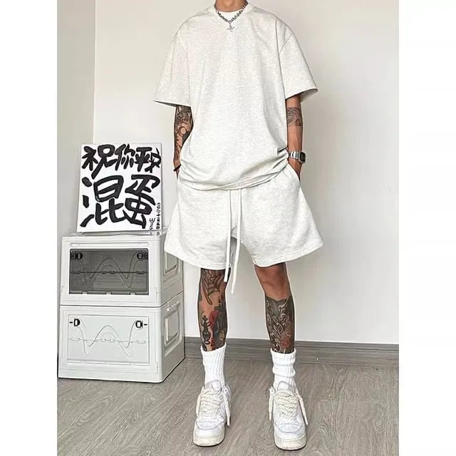 Drawstring Waist Plain Sweat Shorts