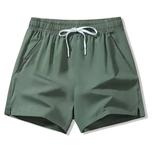 Drawstring Waist Plain Shorts