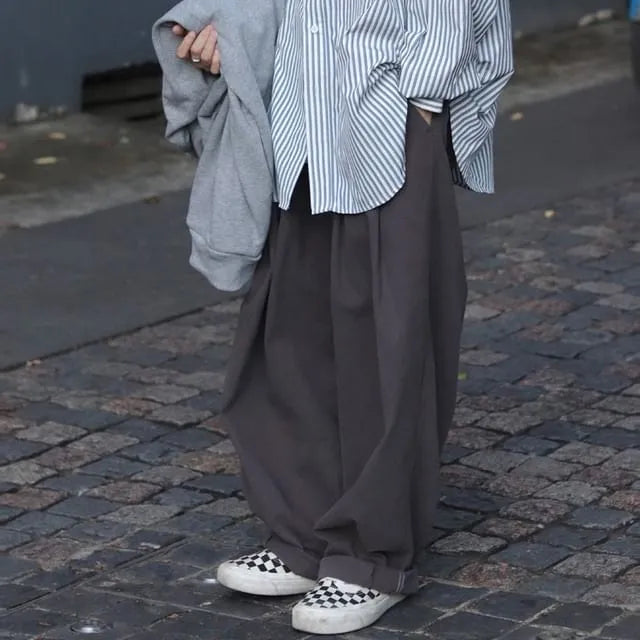 Mid Rise Plain Wide Leg Pants