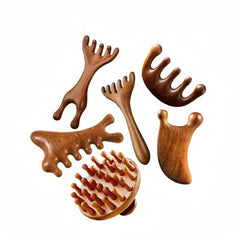 Wooden Head Scalp Massager / Nose Scraping Tool / Hair Comb (Various Designs)