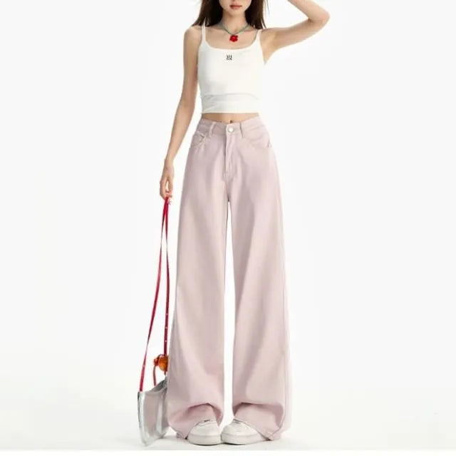 Mid Waist Washed Baggy Jeans