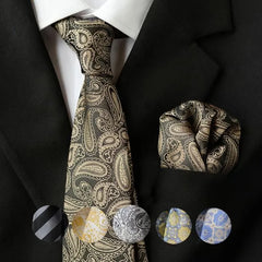 Set:  Striped / Jacquard Neck Tie + Pocket Square