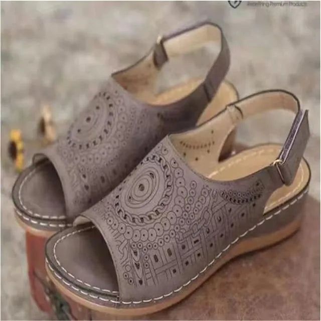 Peep Toe Wedge Heel Slingback Sandals