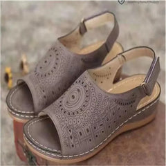 Peep Toe Wedge Heel Slingback Sandals