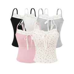 Bow Padded Panel Lace Cami Top