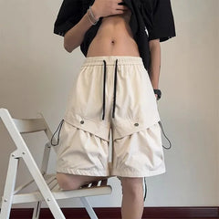 Drawstring Waist Plain Shorts