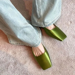 Square Toe Low Heel Mules