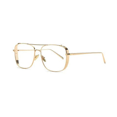 Double Bridge Square Metal Frame Eyeglasses