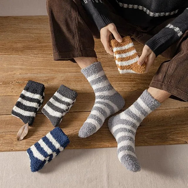 Striped Coral Fleece Socks