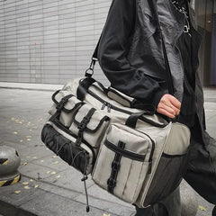 Buckled Drawstring Nylon Duffel Bag