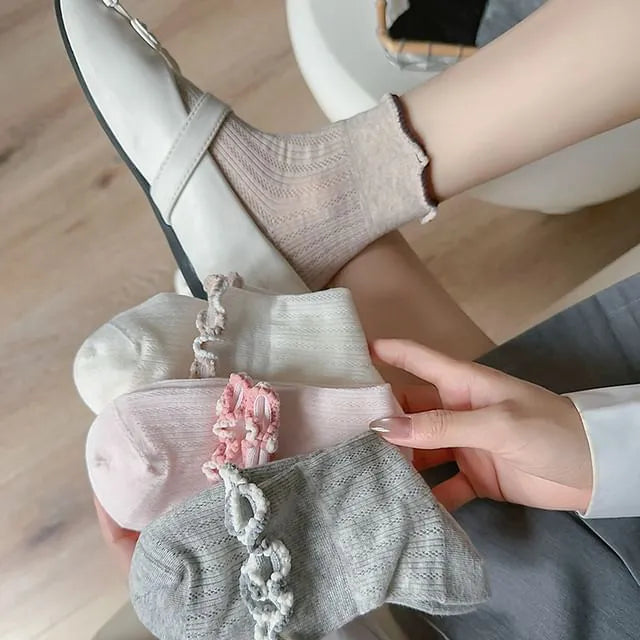 Frill Trim Ankle Socks Set