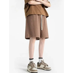 Drawstring Waist Plain Bermuda Sweat Shorts