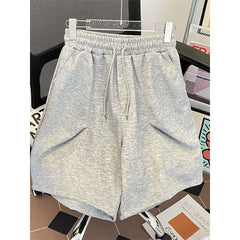 Drawstring Waist Plain Sweat Shorts