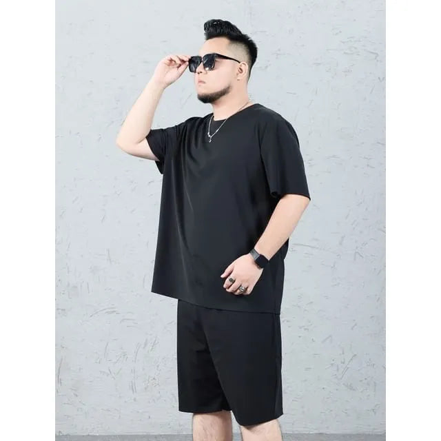 Short-Sleeve Crewneck Mesh Plain T-Shirt