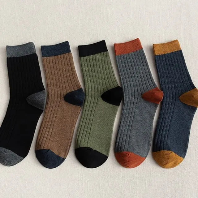 Set of 5 Pairs: Two Tone Socks