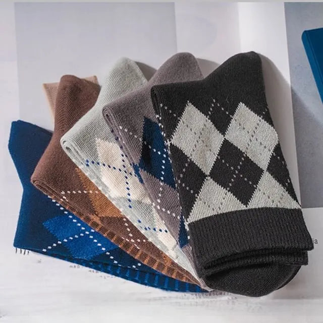 Set of 5 Pairs: Argyle Striped Socks