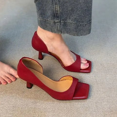 Kitten Heel Square Toe D'Orsay Sandals