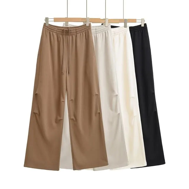 Drawstring Waist Plain Loose Fit Pants