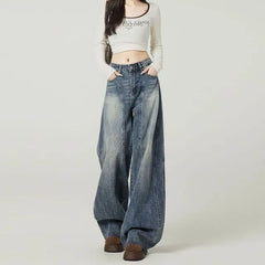 Mid Waist Washed Baggy Jeans