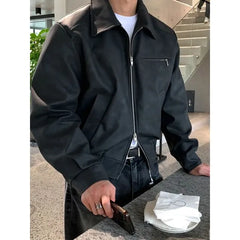 Collar Plain Faux-Suede Zip Jacket