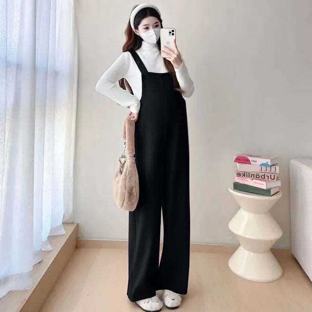 Maternity Plain Wide Leg Dungaree