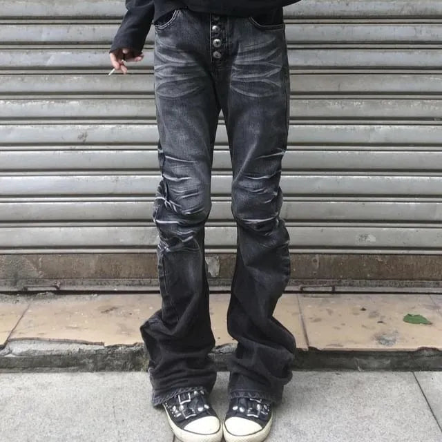 Low Waist Washed Loose Fit Jeans