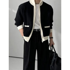 Unisex Two-Tone Zip-Up Cardigan