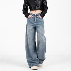Low Rise Washed Wide Leg Jeans