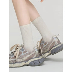 Set of 4 Pairs: Plain Ribbed Socks (Various Designs)