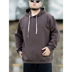 Plus Size Drawstring Plain Hoodie