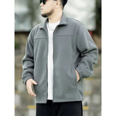 Plus Size Plain Zip Jacket