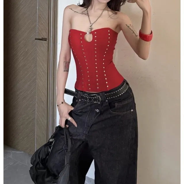 Studded Corset Tube Top