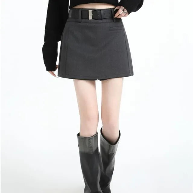 High Waist Plain Skort