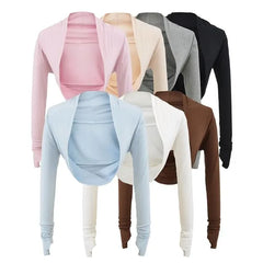 Long-Sleeve Plain Knit Shrug