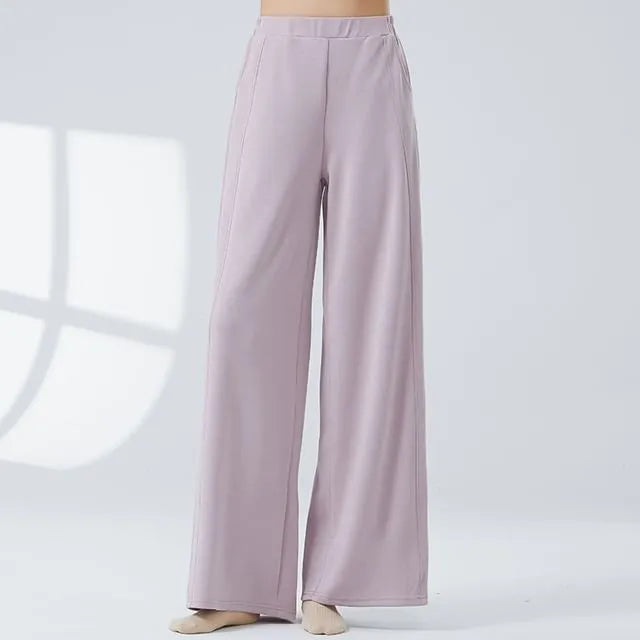 High Waist Plain Dance Wide Leg Pants