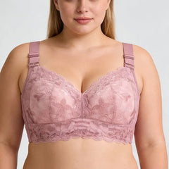 [90B - 120F] Plus Size Plain Lace Wireless Bra