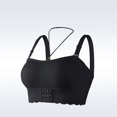 [90B - 110E] Plus Size Lace Panel Front Closure Wireless Bra