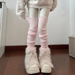 Plain Knit Over-The-Knee Leg Warmers