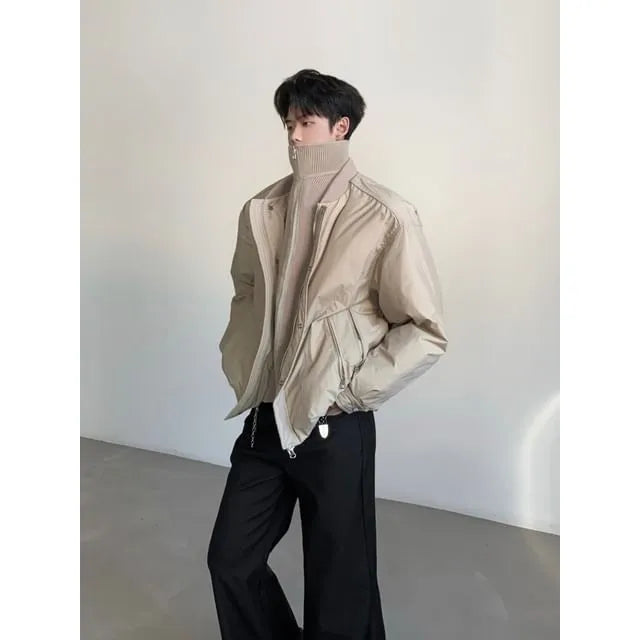 Stand Collar Plain Puffer Jacket